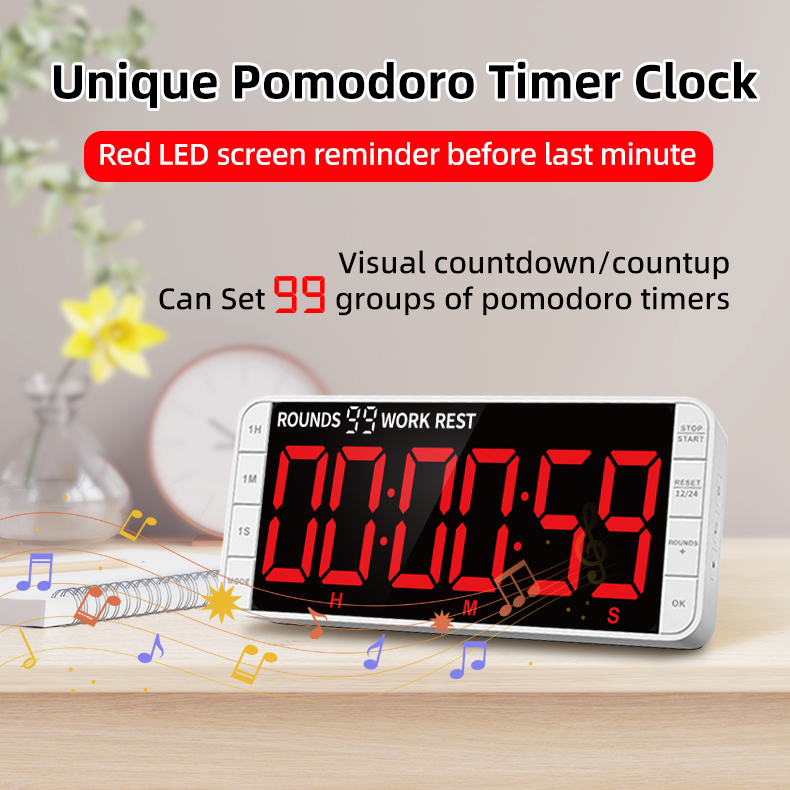 Big Screen Countdown Timer for Meetings and Presentations Easy-to-Read LED Display Battery Operated Classroom Timer