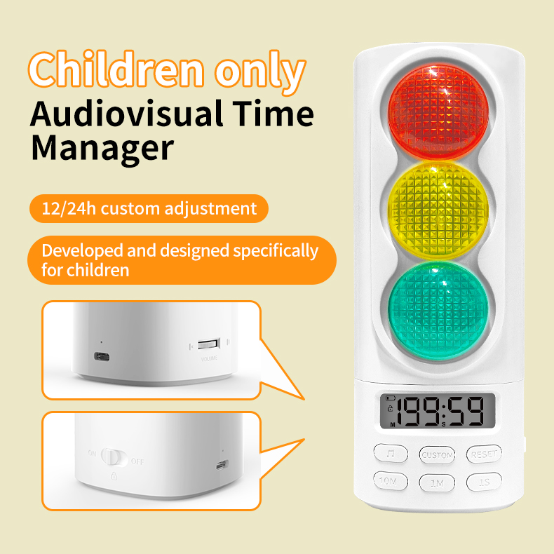 Led Traffic Light Countdown Timer Lightweight and Easy to Carry Visual Audio Timer for Kids Time Management