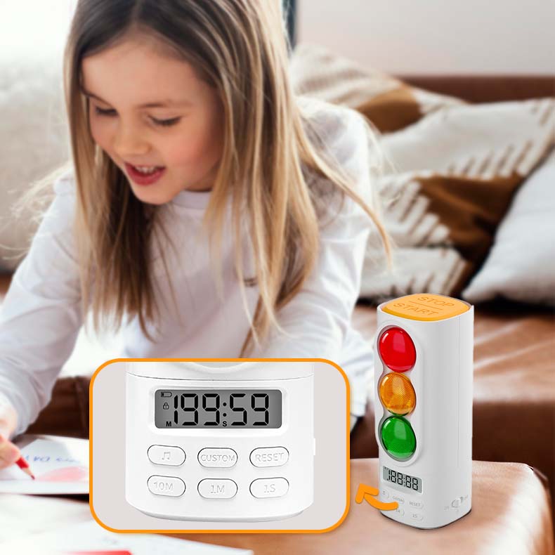 Led Traffic Light Countdown Timer Lightweight and Easy to Carry Visual Audio Timer for Kids Time Management
