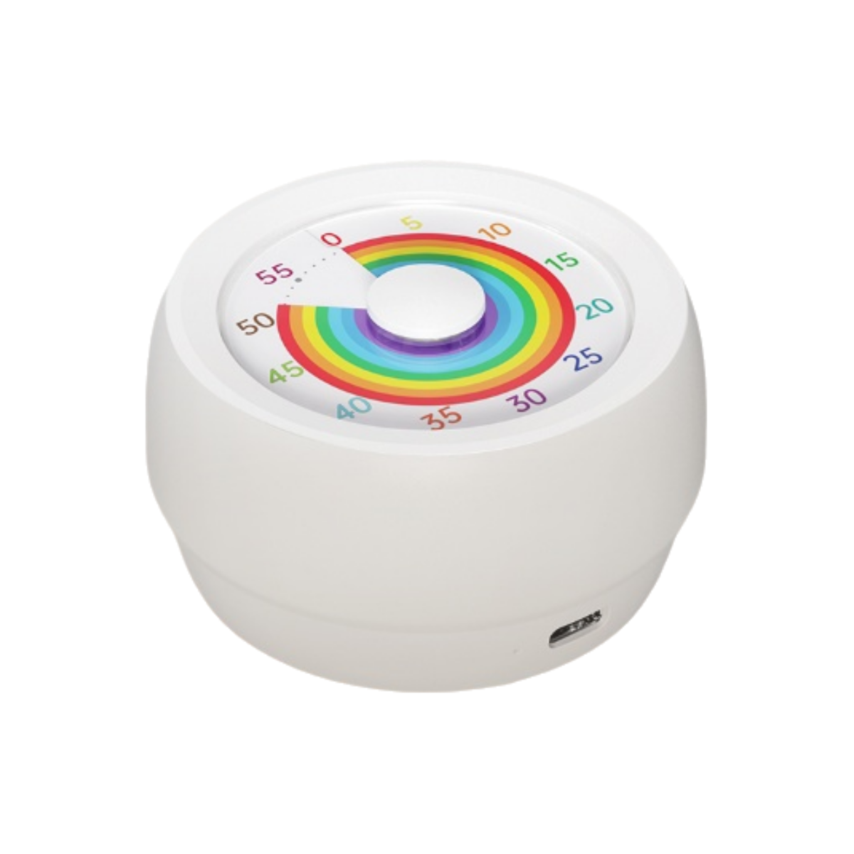 Magnetic Mechanical 60-Minute Timer Customizable Rainbow Dial Silent/Loud Type-C Charging Indicator White Mini Timer