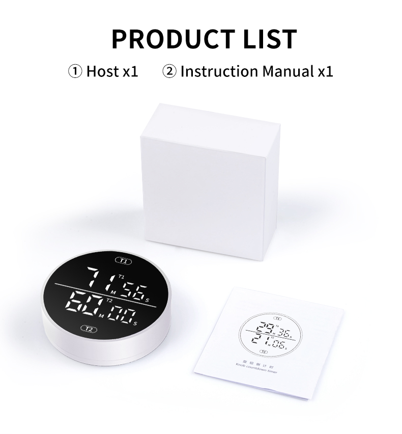 Dual-Screen Digital Timer Large Led Display Cooking Timer Loud Volume Alarm Magnetic Back Count Up/Down Memory Visual Timer