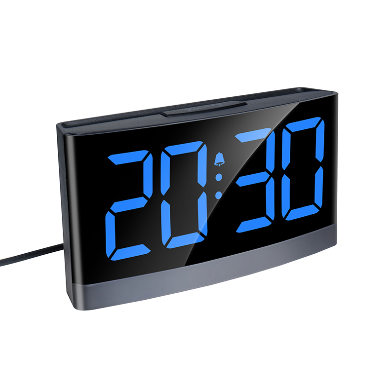 Large LED Display Curved Screen Alarm Clock 24/12 Hour Format Toggle Simple Alarm Clock Nightstand Clock