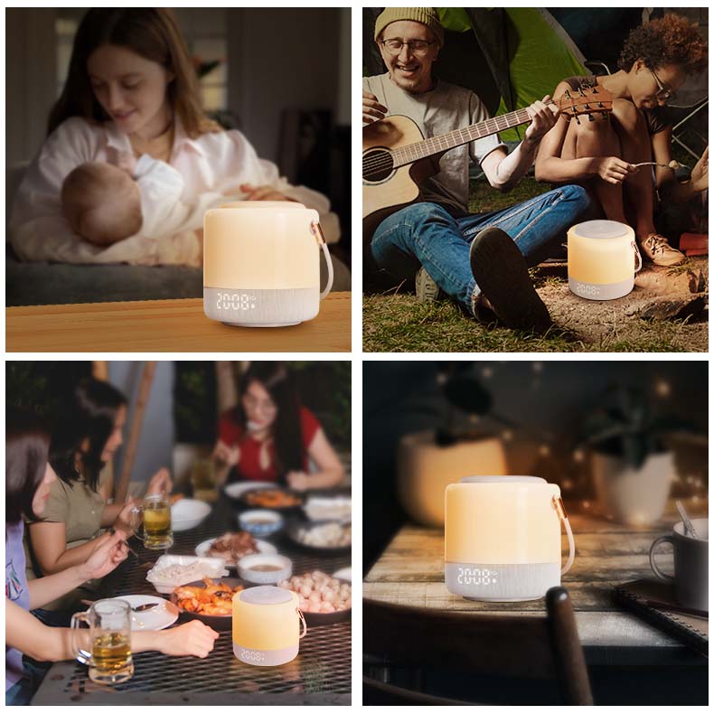 Night Light Alarm Clock Led Light Table LampsThermometer USB Charging Dimmable Dimmable Toned Timer Night Light Digital Clock