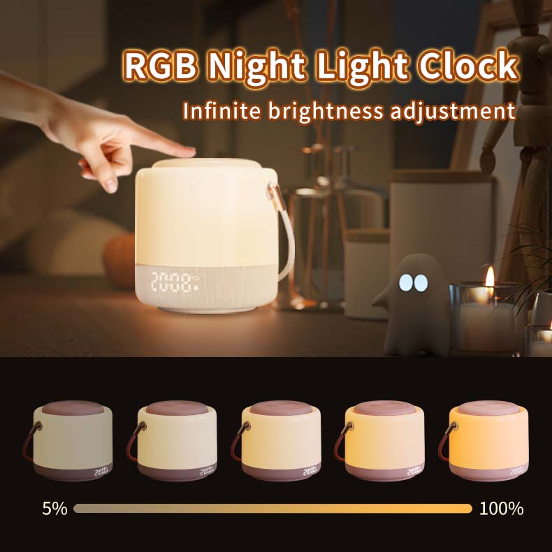 Night Light Alarm Clock Led Light Table LampsThermometer USB Charging Dimmable Dimmable Toned Timer Night Light Digital Clock