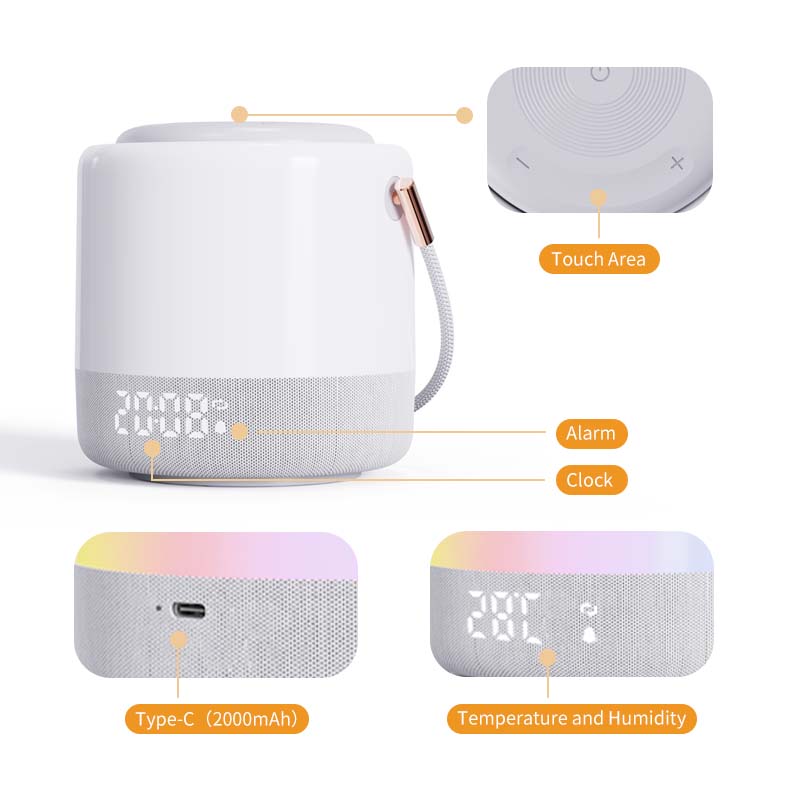 Night Light Alarm Clock Led Light Table LampsThermometer USB Charging Dimmable Dimmable Toned Timer Night Light Digital Clock